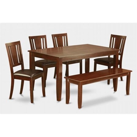 East West Furniture East West Furniture DUDL6-MAH-LC 6 Piece Dining Table Set-With Bench Kitchen Set-Table and 4 Dining Chairs and Bench DUDL6-MAH-LC